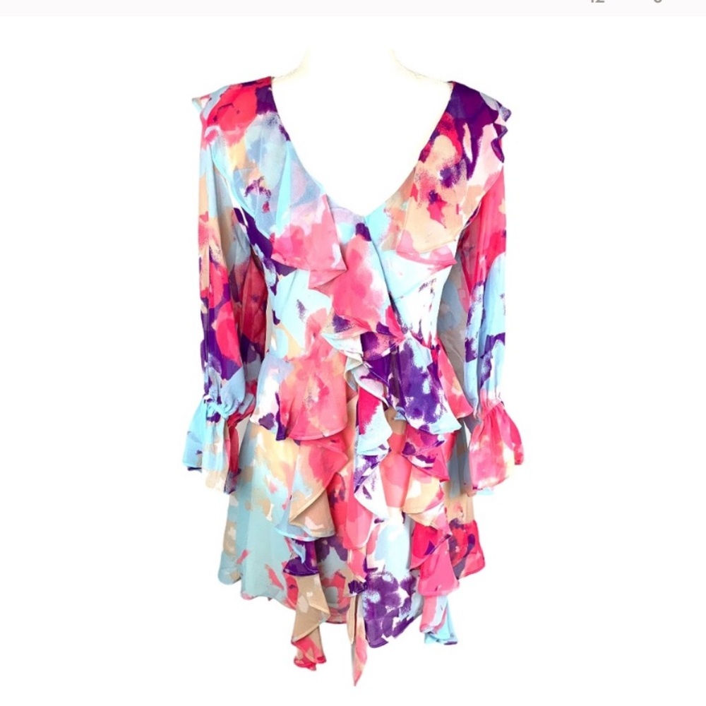 Misa Los Angeles Chiffon Ruffle Mini Dress